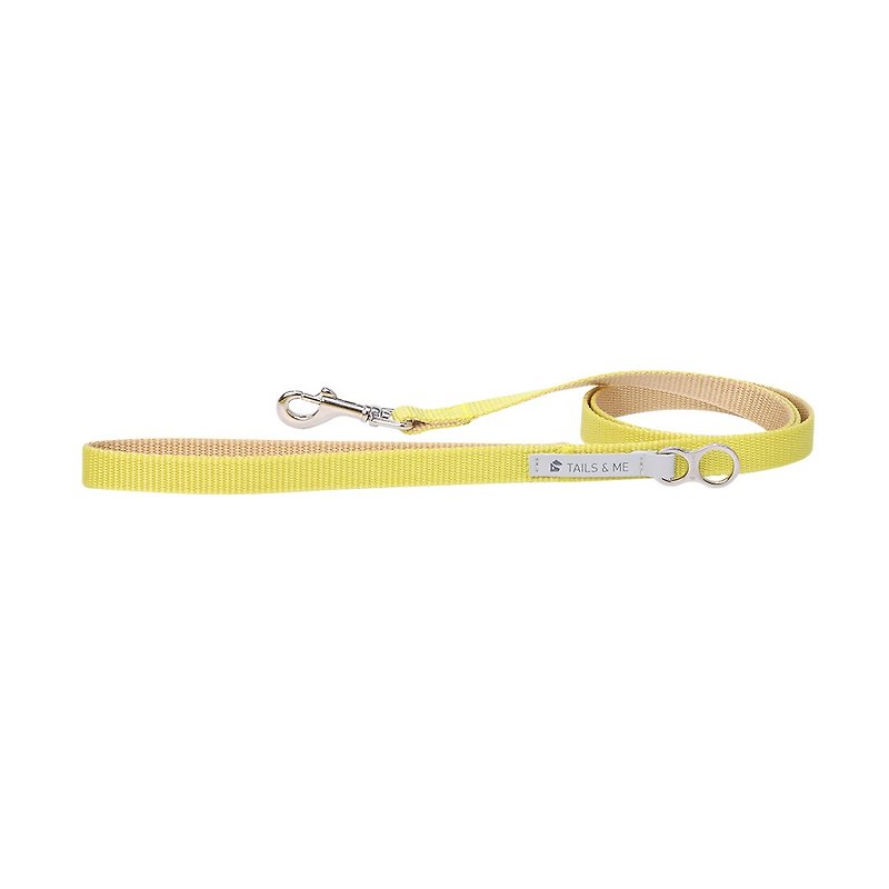 [Tail and me] Classic nylon belt leash yellow / khaki L - ปลอกคอ - ไนลอน 