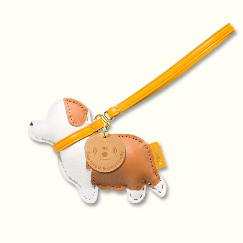 Border Collie (Brown) leather charm - includes NFC - พวงกุญแจ - หนังแท้ สีนำ้ตาล