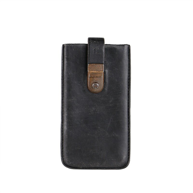 【Vintage 】Special distressed iPhone 12 mini cowhide case - Phone Cases - Genuine Leather Black