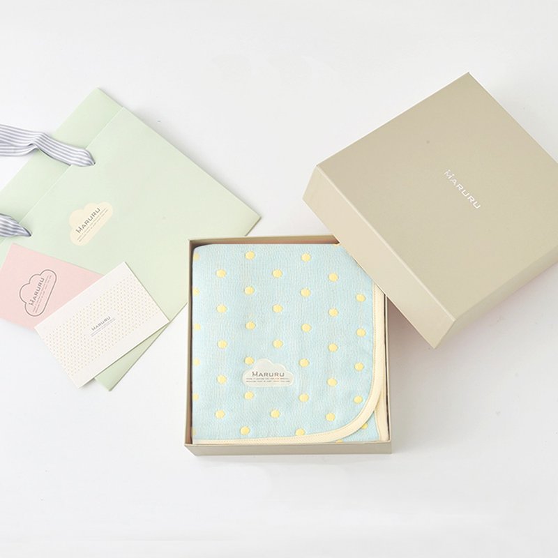 [Gift box set] Japanese-made six-layer gauze quilt-Lime (S/M) [Newborn gift/birth gift] - ของขวัญวันครบรอบ - ผ้าฝ้าย/ผ้าลินิน สีน้ำเงิน