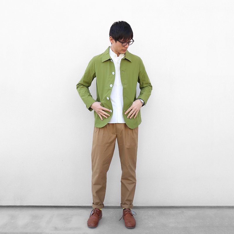 タイプライタークロスカバーオール・ユニセックスsize2 - 外套/大衣 - 棉．麻 綠色