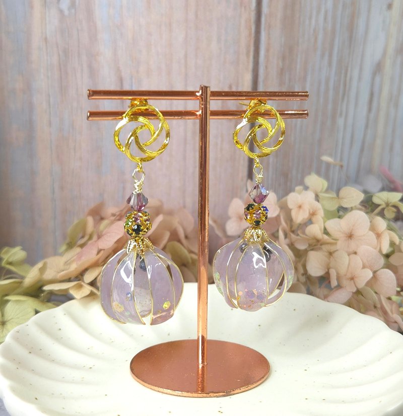 Mexican National Flower Liquid Resin Earrings - ต่างหู - เรซิน สีม่วง