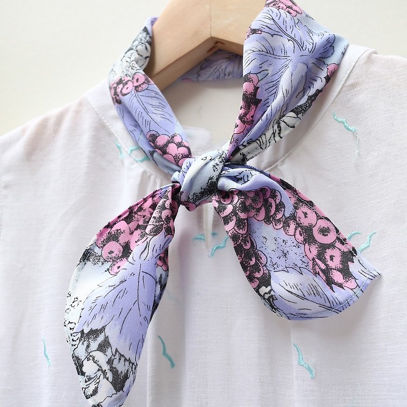 JOJA │ Japan old cloth system handmade long scarf / scarf / hair band / hand belt - ผ้าพันคอ - ผ้าฝ้าย/ผ้าลินิน สีม่วง