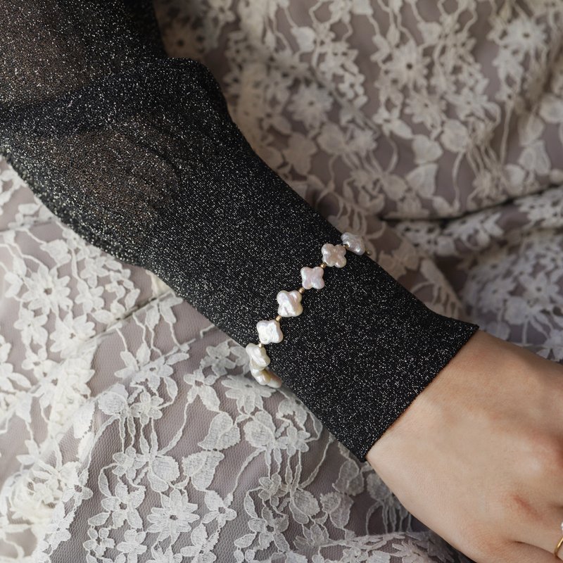 14kgf  お花のパールブレスレット - 手鍊/手環 - 其他金屬 白色