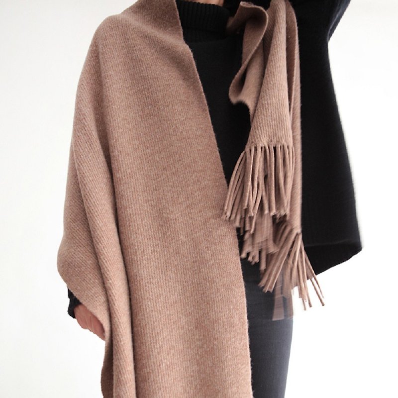 Koow Touch Me warm crater wool cashmere scarf skin-feeling tassel shawl - Knit Scarves & Wraps - Wool Red