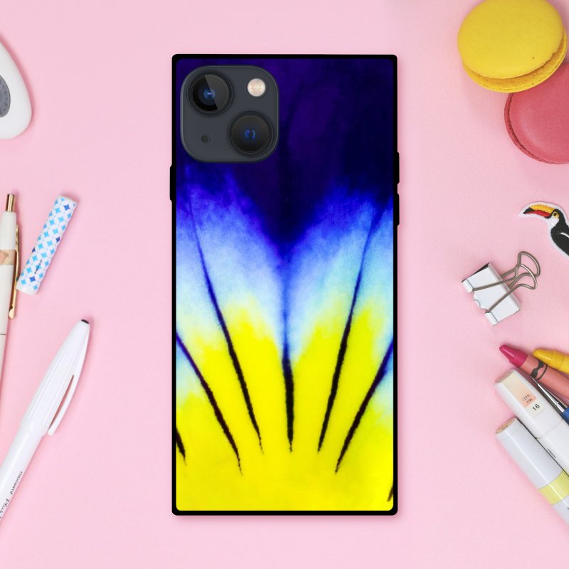 色鮮やかなグラデーションが神秘的で美しい花の細胞模様 スクエア型スマホケース【強化ガラス仕上げ】iPhone16 対応 - 手機殼/手機套 - 塑膠 多色