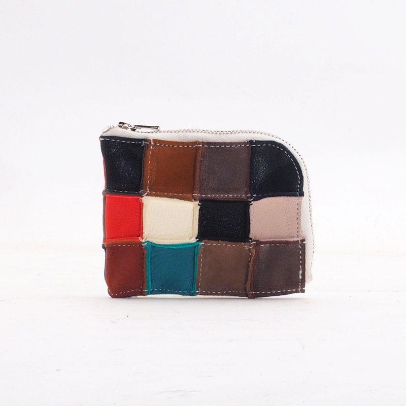 random leather mini wallet (multi color) - Coin Purses - Genuine Leather Multicolor