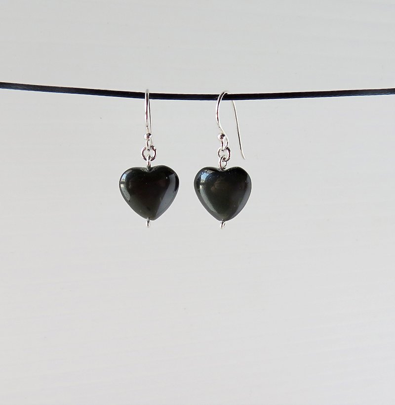 [Opium poppy ﹞ ﹝ love ‧ chain] Silver ******fashion obsidian earrings******* [1] - Earrings & Clip-ons - Gemstone 