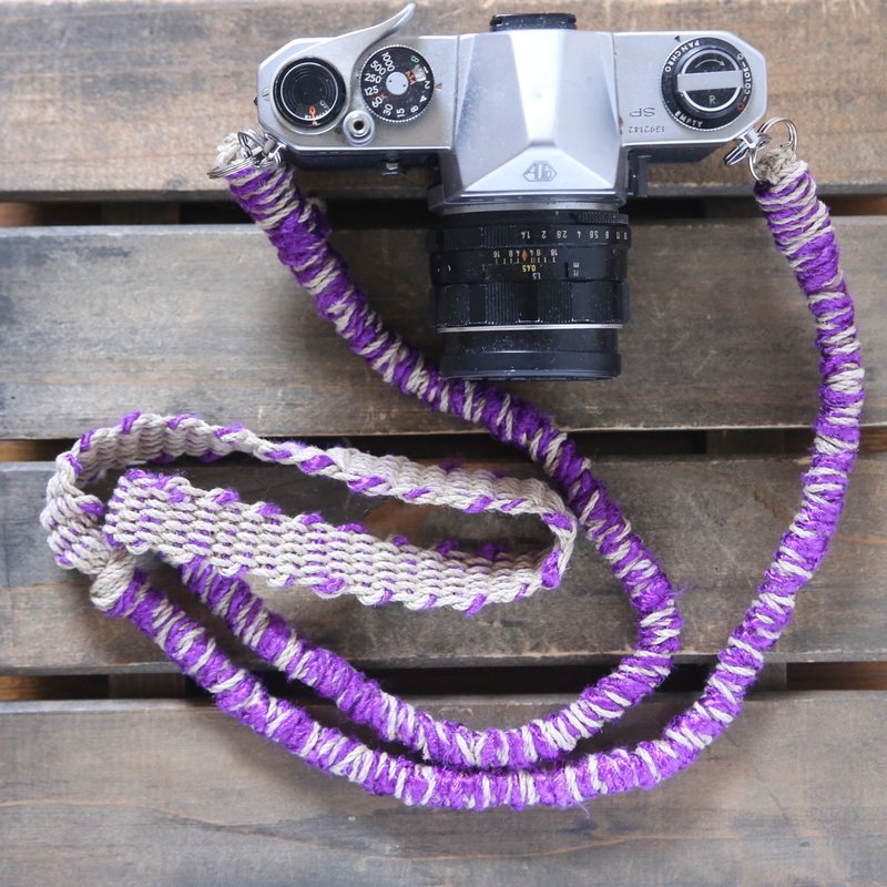 Camera strap/purple silk thread hemp camera strap/belt - ขาตั้งกล้อง - ผ้าฝ้าย/ผ้าลินิน สีม่วง