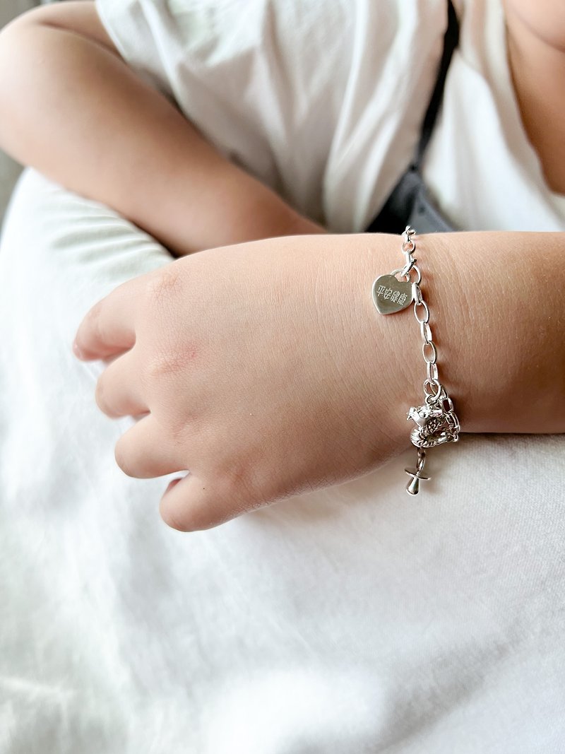 Baby Dragon-Xiao Xilong Style-925 Sterling Silver Bracelet-Mid-month Gift Birthday Gift-Love Brand Engraving Style - Baby Accessories - Sterling Silver Silver