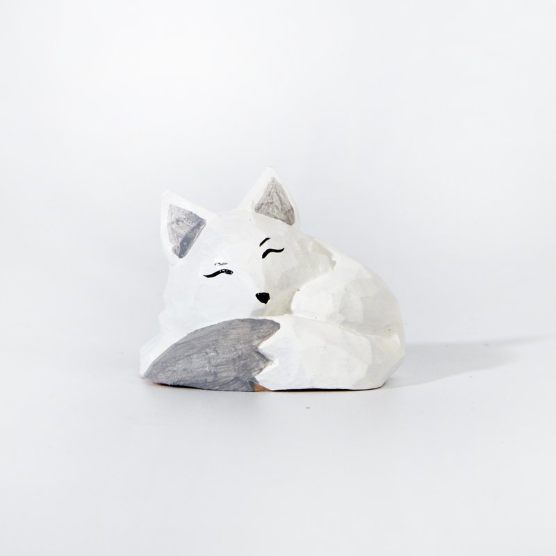 Fofala 沉睡北極狐木雕 - 擺飾/家飾品 - 木頭 白色