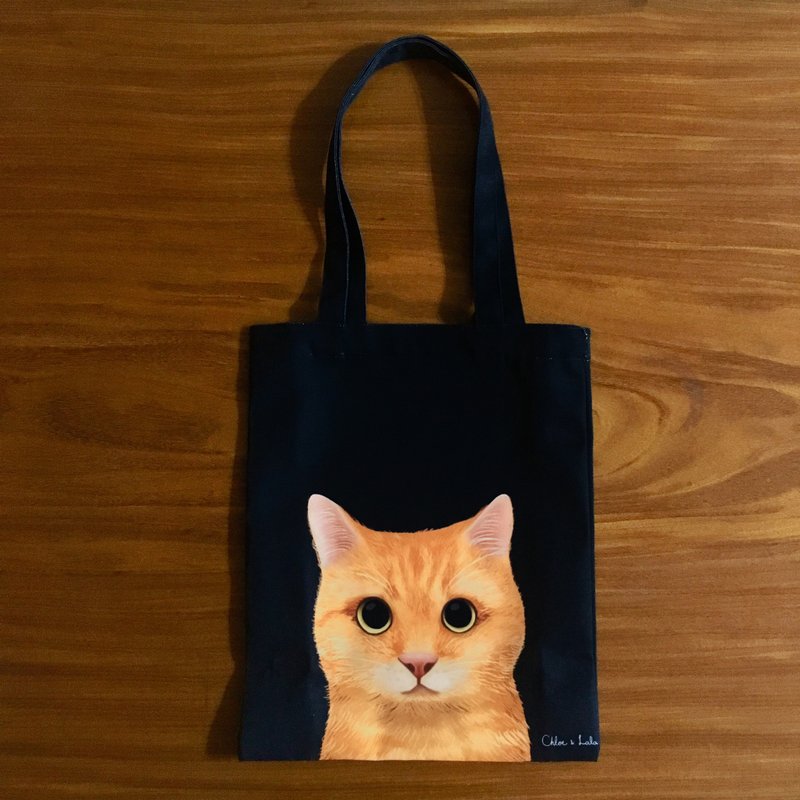 Wang Meow Canvas Bag-Orange Cat - Handbags & Totes - Polyester Black