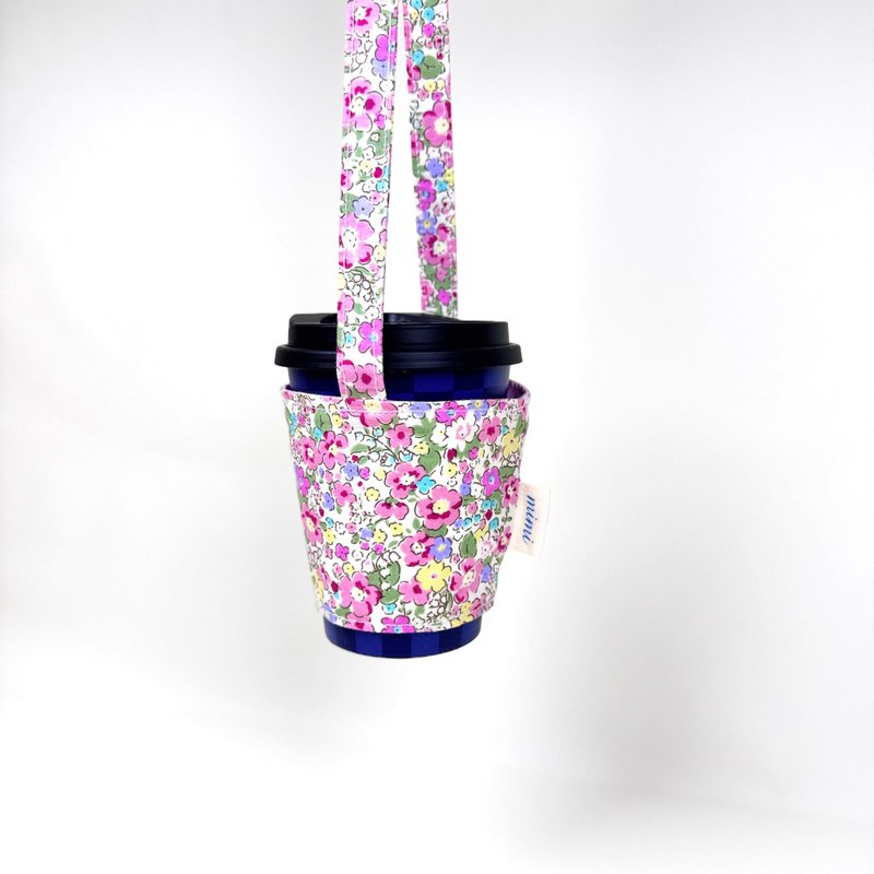 粉紅花朵 飲料提袋 - 飲料提袋/杯套 - 棉．麻 多色