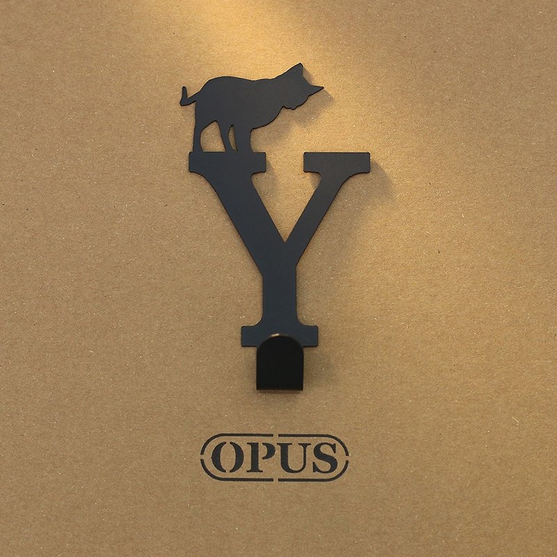 [OPUS Dongqi Metalworking] When the cat meets the letter Y-shape hook/no trace/HO-ca10(B) - Hangers & Hooks - Other Metals Black