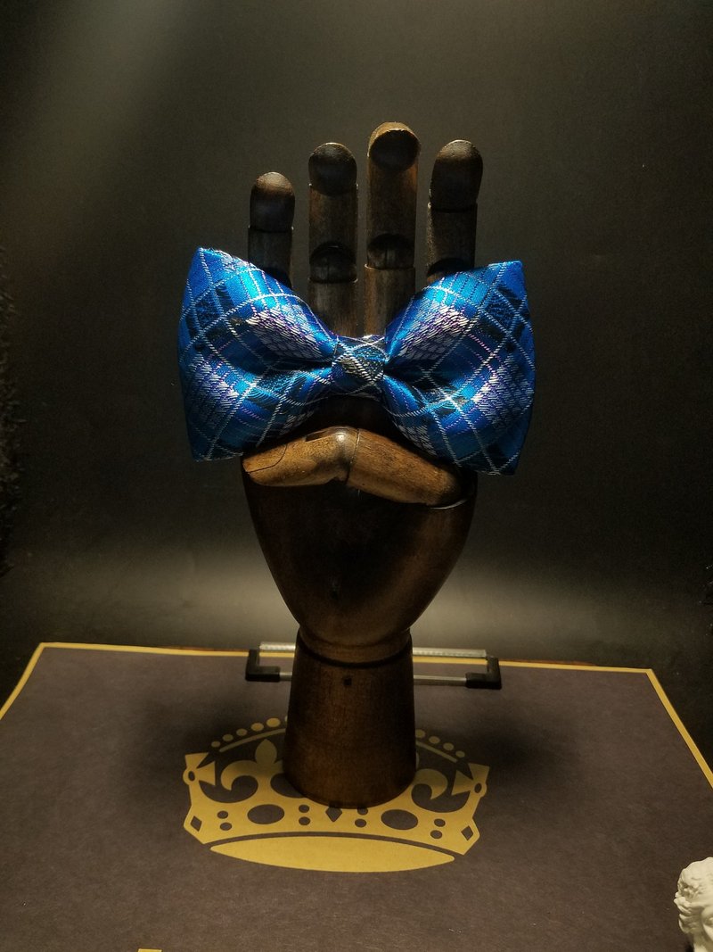 寶藍格子領結復古情懷蝴蝶結 - 領帶/領帶夾 - 絲．絹 多色