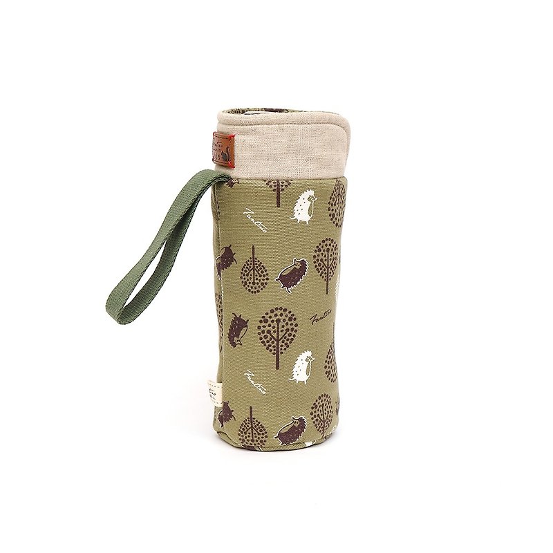 Sold out] Pure cotton anti-collision water bottle bag - jungle peek-a-boo (matcha green) / gift exchange / school season - Beverage Holders & Bags - Cotton & Hemp Green