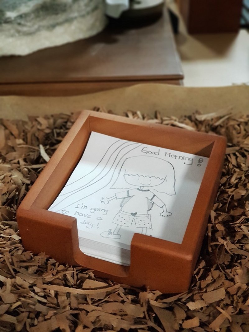 [] 10X10CM BESTARメモ紙木箱 - 付箋・タグシール - 木製 イエロー