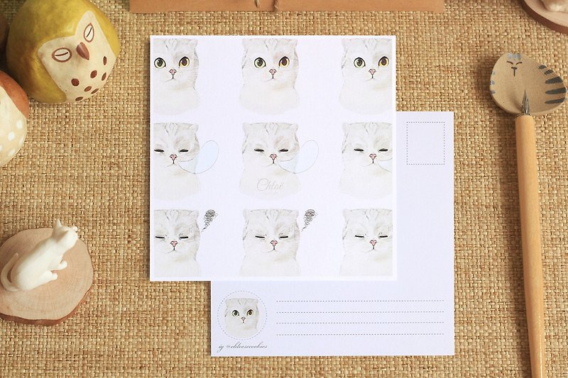 Trouble of the Cat Postcard - การ์ด/โปสการ์ด - กระดาษ สีเทา