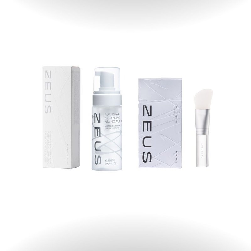 【ZEUS】週末純淨留白組/胺基酸洗顏慕斯150ml+ 凍泥膜送面膜刷 - 保養/沐浴旅行組 - 濃縮/萃取物 