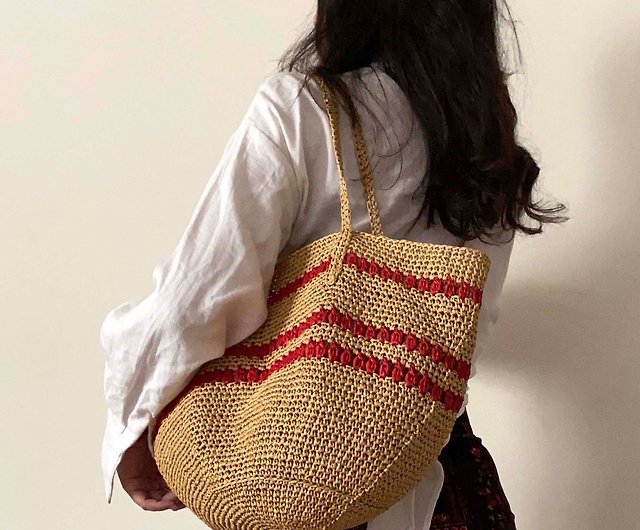 Handmade crochet* fat thread woven bag Korean style summer bag