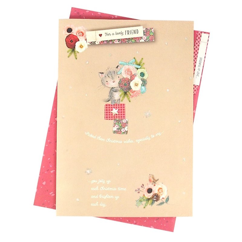 Cat bouquet wishes Christmas card [Hallmark-card Christmas series] - การ์ด/โปสการ์ด - กระดาษ สีส้ม