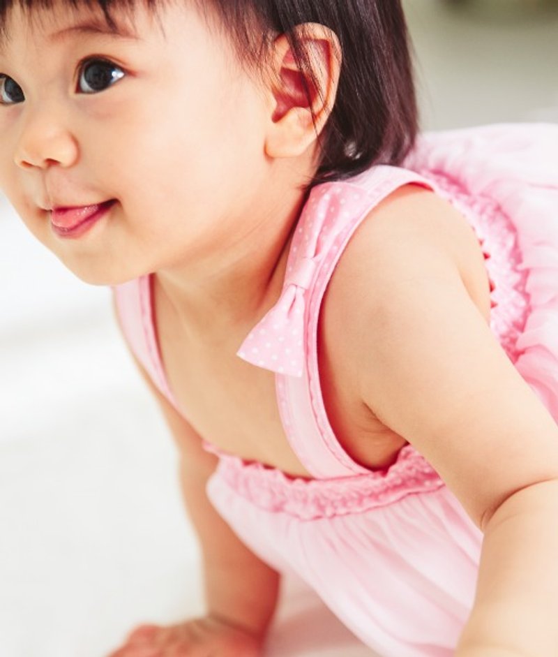手工蘑菇背心裙 - 女童洋裝/裙子 - 聚酯纖維 粉紅色