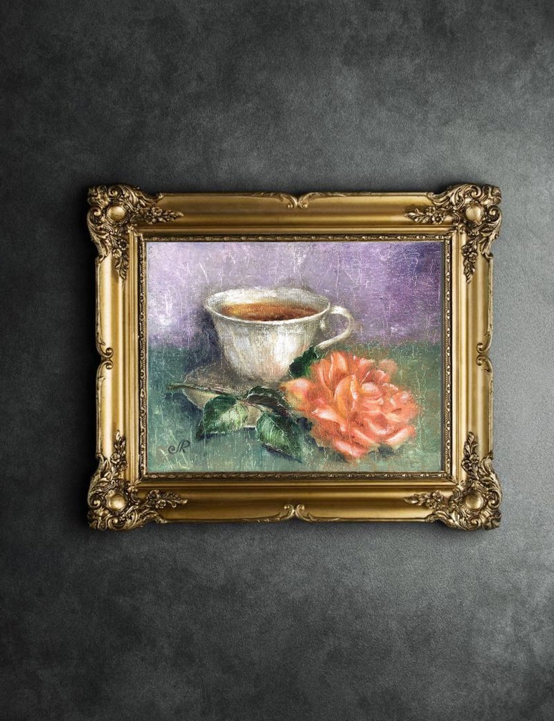 Home Decor Art Still life Oil Original Painting Flower Painting - Posters - Other Materials Orange