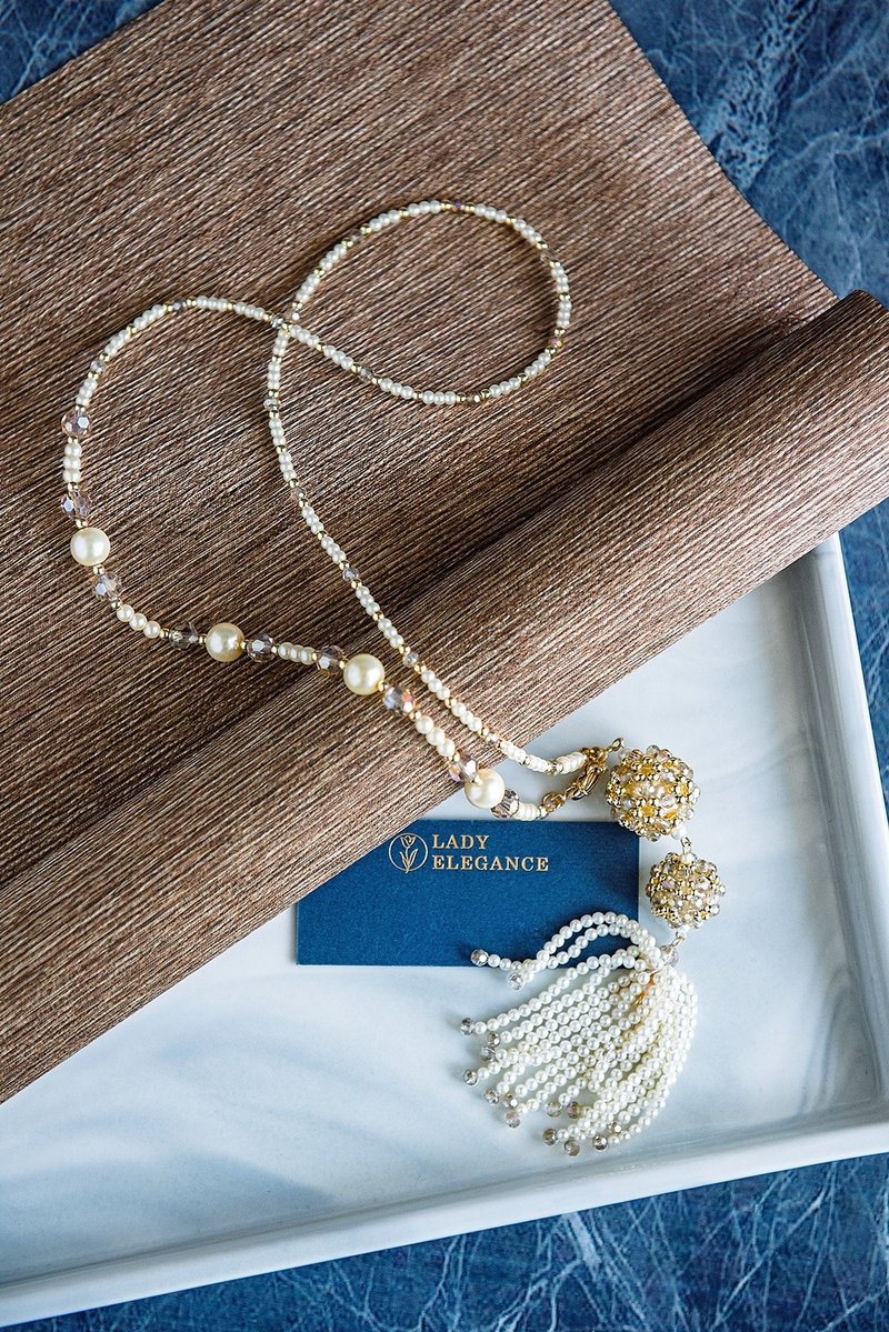 粉黛佳人 高雅漫波手工珠 多變化項鍊 - 項鍊 - 珍珠 