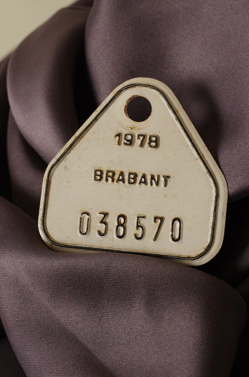 少見古董1978年比利時腳踏車牌 鐵牌 烤漆 擺飾 W781 - 鑰匙圈/鑰匙包 - 其他金屬 金色