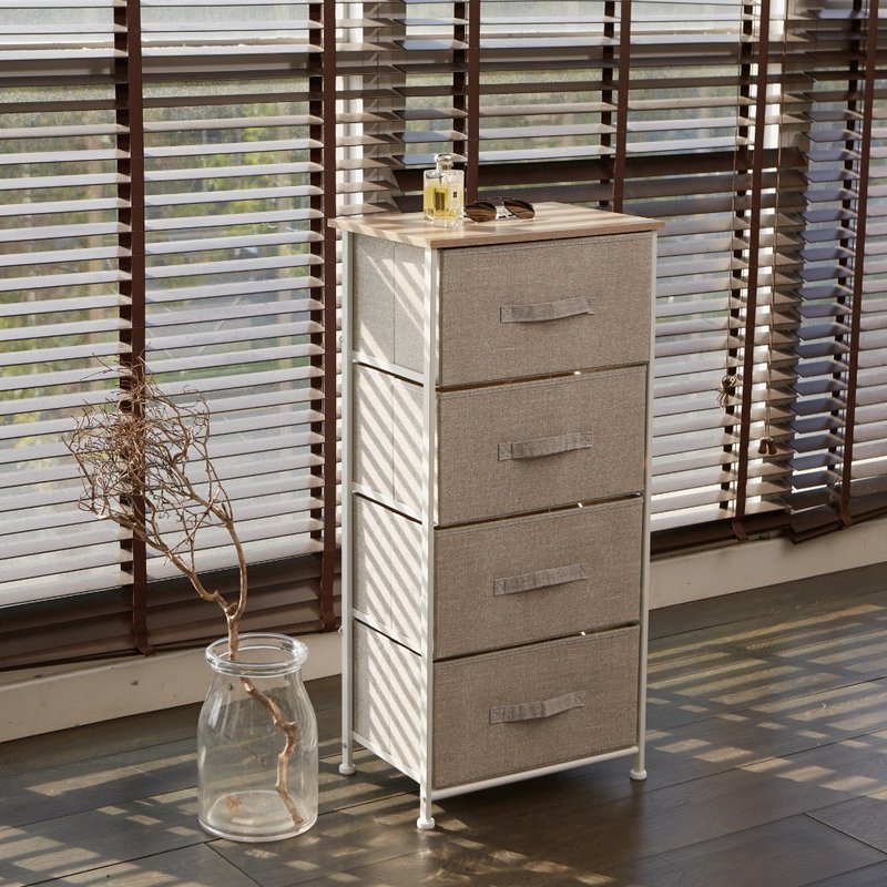 Japanese wooden four-layer drawer storage cabinet - Wardrobes & Shoe Cabinets - Other Metals Gray