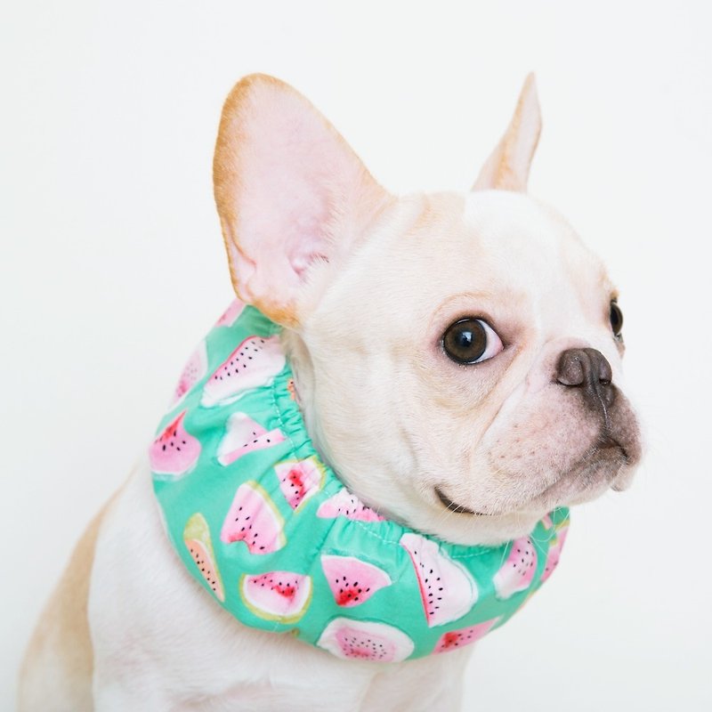Watercolor sense watermelon print 沁 cool towel cool towel dog hair child cooling scarf - Clothing & Accessories - Cotton & Hemp Green
