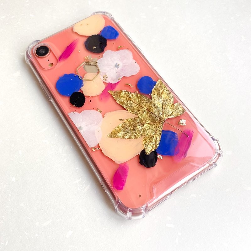 Painting with pressed flowers phonecase - Phone Cases - Plastic Multicolor