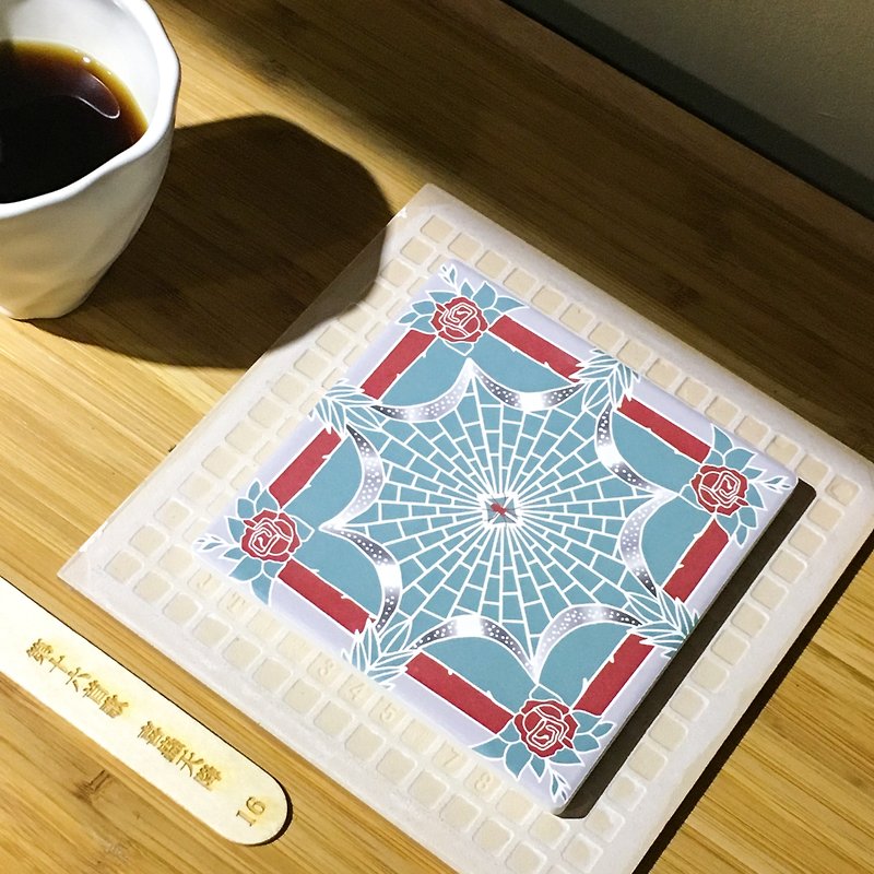 Taiwan Majolica Absorbent Tiles Coaster【A Blessing Sent From The Heaven-SILVIER】 - ของวางตกแต่ง - ดินเผา สีเงิน