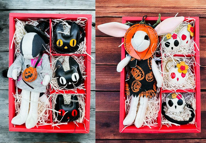 超值禮品套裝禮物盒，免費贈送！套裝內含手工縫製玩偶，適合所有節日的特別贈禮。 - 髮夾/髮圈 - 真皮 白色