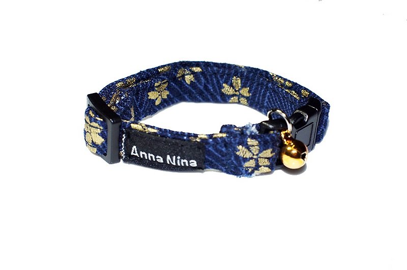 Pet Collars For Cats And Dogs Fast Shipping Lianlian Sakura Blue Collar XS-L - ปลอกคอ - ผ้าฝ้าย/ผ้าลินิน 