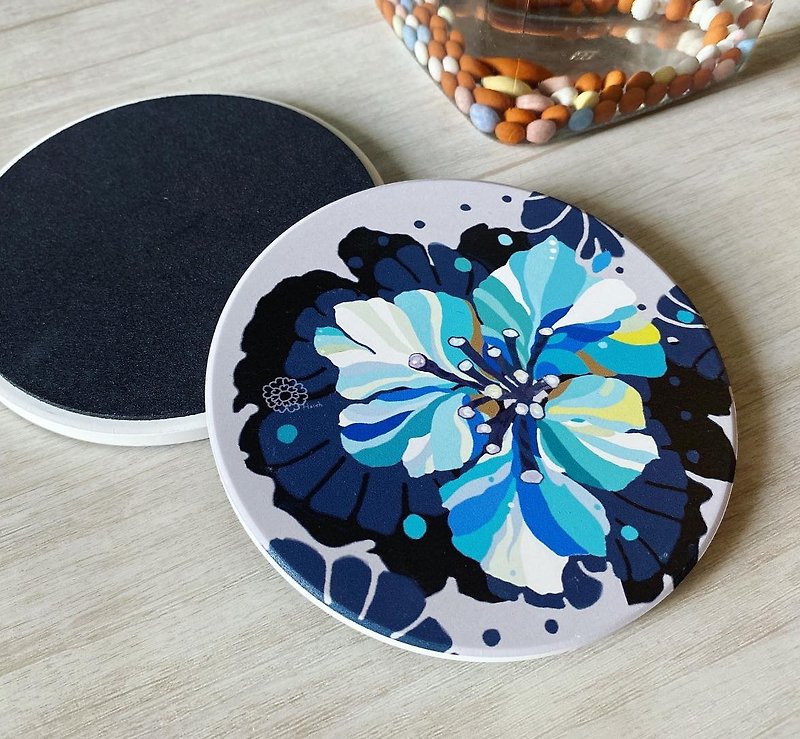 Quiet Gray - Mountain Cherry Blossom Ceramic Coaster - Other - Pottery 