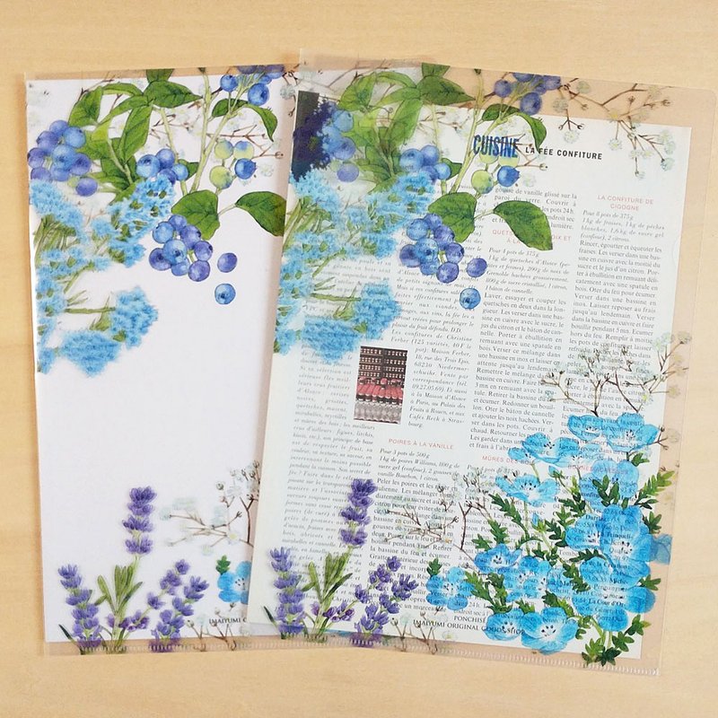 Clear File Blue Flower lover - แฟ้ม - พลาสติก สีน้ำเงิน