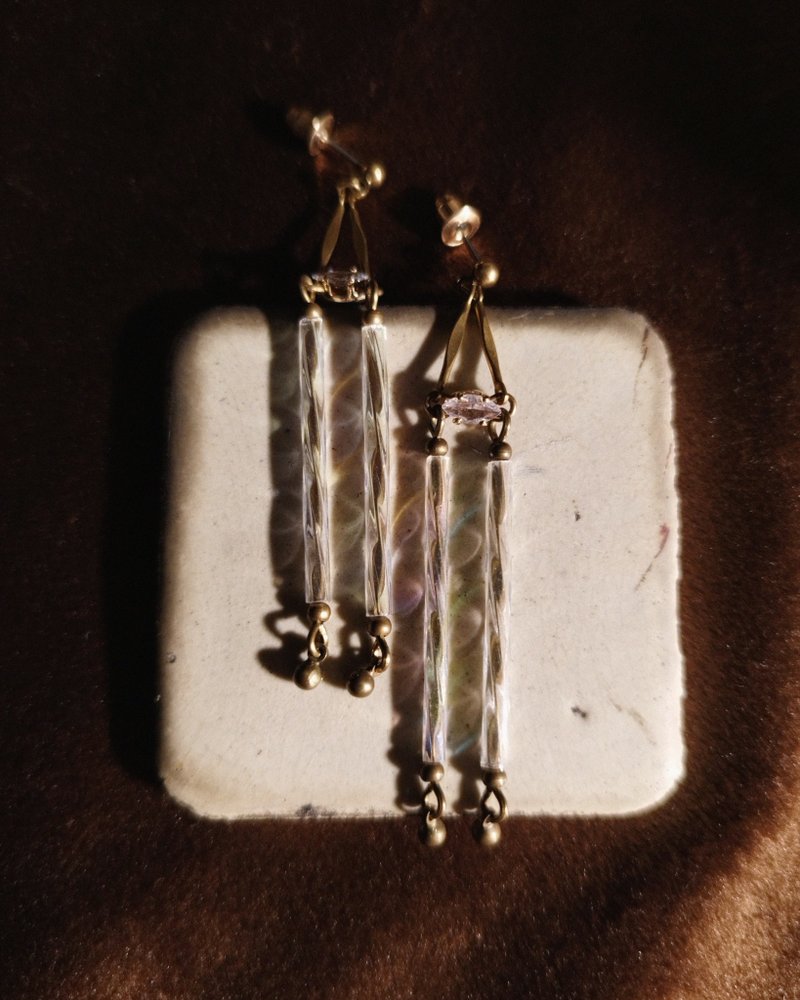 幾何学ダブルチューブジルコニアロングピアス【限定品】 - ピアス・イヤリング - 銅・真鍮 多色