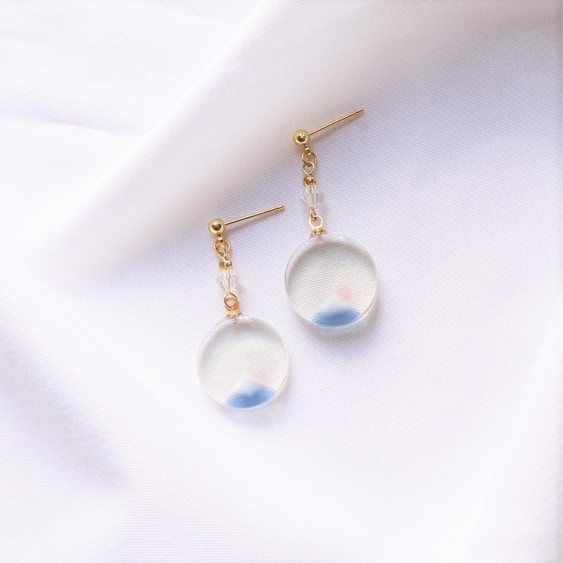 [Japanese Style Series] The Beauty of Tokyo Mt. Fuji Hypoallergenic Earrings - Earrings & Clip-ons - Other Materials Transparent