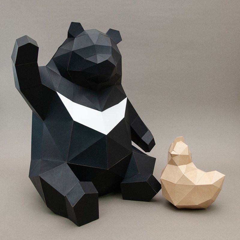 DIY hand-made 3D paper model ornaments Taiwan conservation series-fat and strong Taiwanese black bear-chicks can be purchased - Items for Display - Paper Black