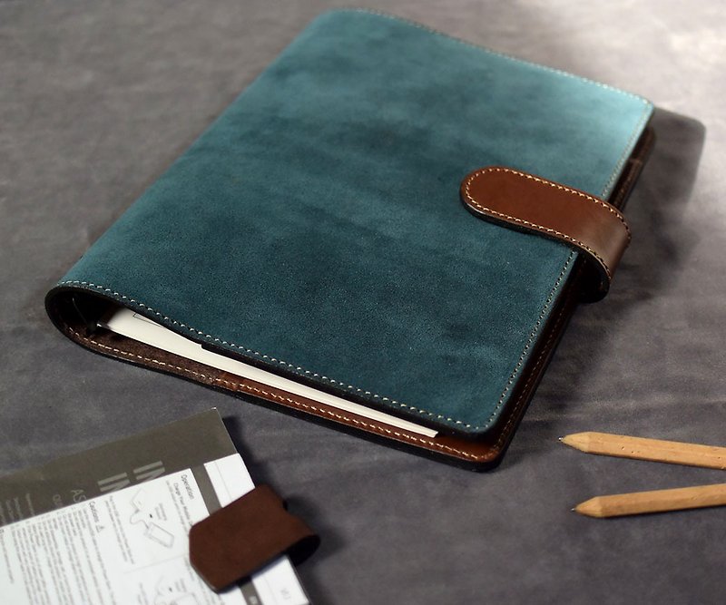 Genuine leather loose-leaf notebook, fine version with magnetic clasp, special edition//handbook - Pencil Cases - Genuine Leather 