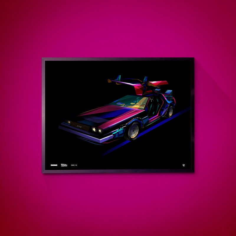 Classic Cars-DeLorean-DMC12  /Art Print / Wall Art / Limited Edition - Posters - Paper Pink