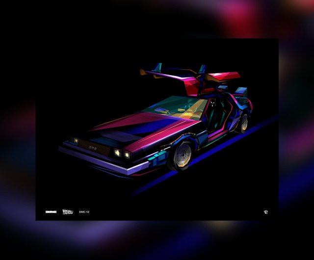 クラシックカーズ-デロリアン-DMC12 /アートプリント/掛け絵