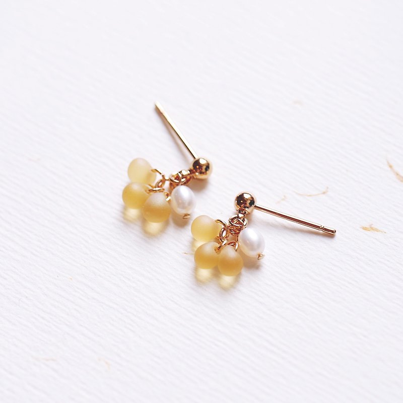 Japan imported mini pocket glass drop three color earrings 14K cute MINI gift Valentine's Day - ต่างหู - แก้ว หลากหลายสี