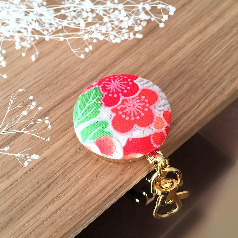 Bag hanger with Japanese Traditional Pattern, Kimono - Japanese apricot - Charms - Other Metals Red