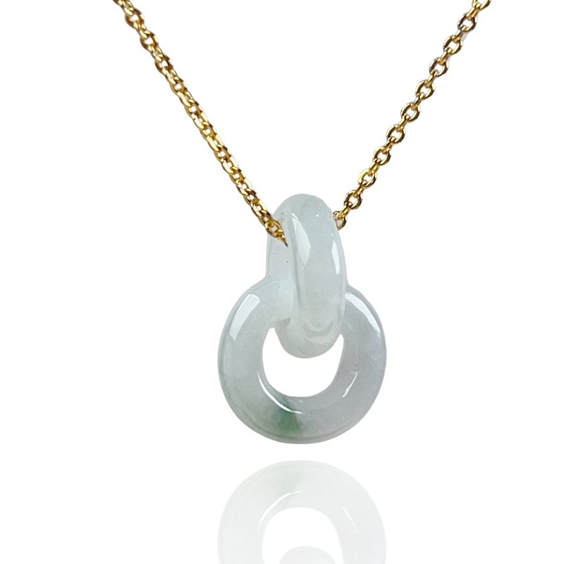 [Eternal Concentricity] Ice Concentric Circle Necklace of Floating Flower Jade | Natural Burmese Jade A Grade | Gift - Necklaces - Jade Multicolor