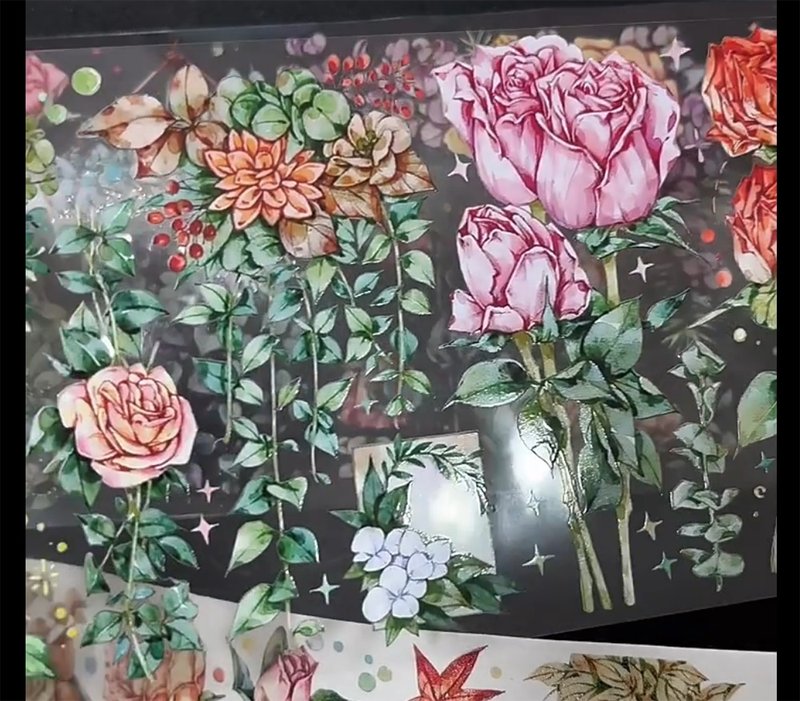 盛放 復古花卉造景 PET 和紙膠帶 拼貼素材 - 紙膠帶/和紙/PET - 紙 多色
