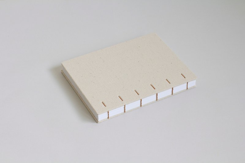 Handbound Notebook - Hard Cover with Natual Ramie Cotton Cloth, Coptic Binding - สมุดบันทึก/สมุดปฏิทิน - กระดาษ ขาว