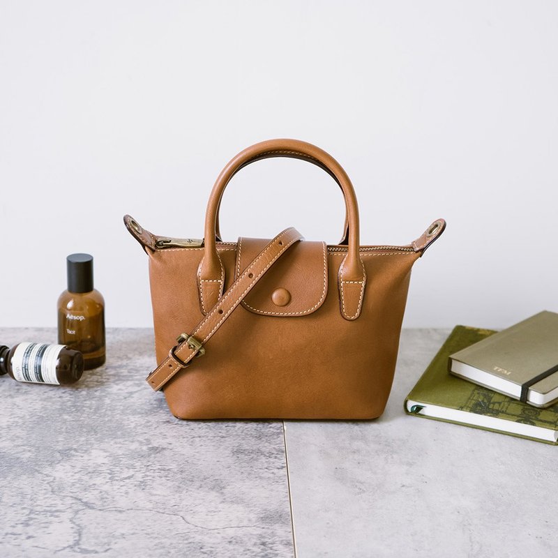 本革ハンド＆ショルダーミニバッグ 22364 ブラウン - ショルダーバッグ - 革 オレンジ