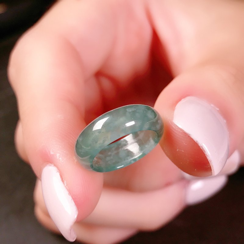 [Seeking fate] Ice blue water jade ring ring | International 2 sizes | Natural jade A goods | Gifts - General Rings - Jade Blue